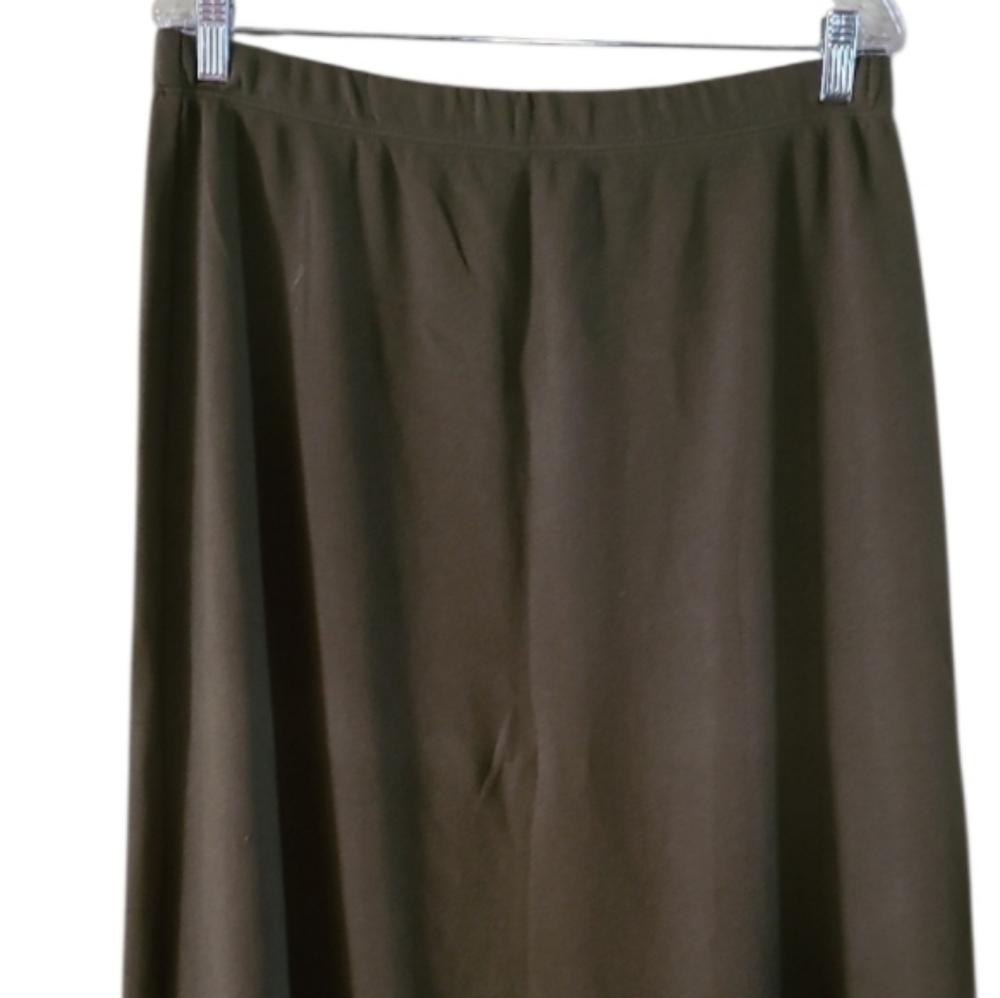 NWOT Eileen Fisher A Line Midi Side-Slit Skirt Khaki Green 100% Organic Cotton - Picture 5 of 17